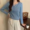 Versatile Striped Long Sleeve Knitwear Women's Early Autumn Winter Thin Loose Outerwear Base Layer Top