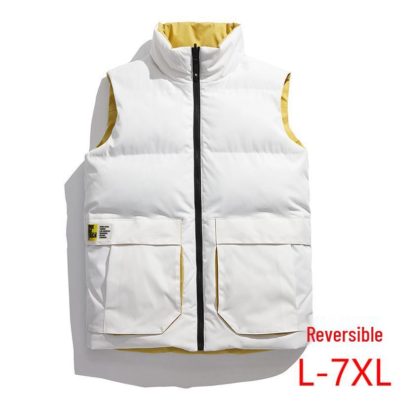 In-Stock Men's & Women's Double-Sided Thickened Down Cotton Vest with Stand-up Collar - Warm, Trendy, Casual for Autumn/Winter