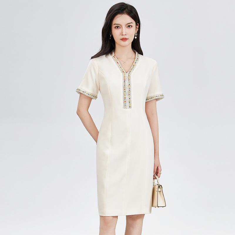 Beaded Luxury Waist-Hugging Dress – Noble Socialite Style for Women