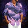 Men's Long Sleeve Casual Shirt with Halloween Print for Spring and Fall