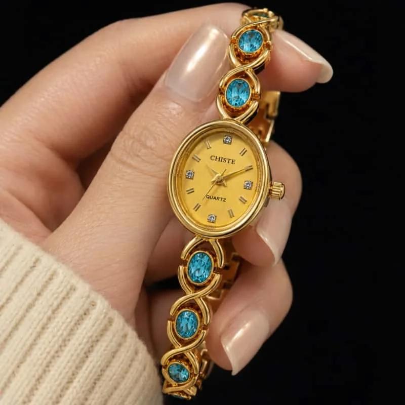 Fashion Oval Rhinestone Ladies Wrist Watches Top Brand Luxury Women Bracelet Watches Simple Elegant Quartz Clock zegarek damski