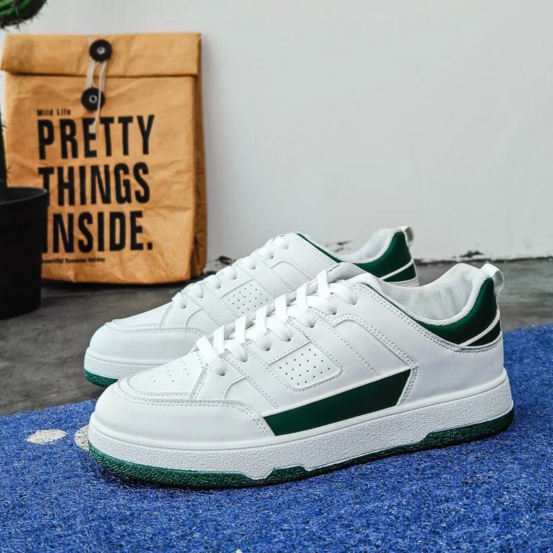 

Классические белые мужские туфли, удобные дышащие мужские кроссовки на шнуровке, спортивная обувь для бега, новые кожаные туфли на платформе для отдыха на открытом воздухе для мужчин, повседневная обувь 39