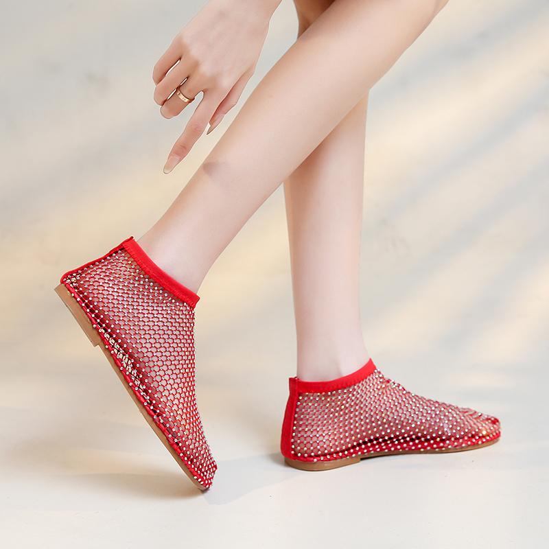 Aphixta Novelty Women Flats Breathable Mesh Solid Color Soft Walking Shoes Rubber Comfort Female Zapatillas Women's Flat Shoes