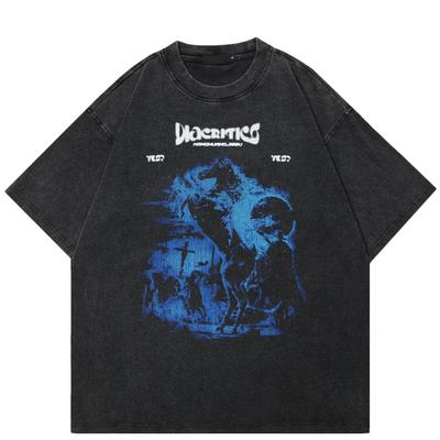 Streetwear Abstract Graphic Unisex T-Shirt Cotton Washed Black Tshirt Unisex Tops Tees Summer Short Sleeves T Shirt