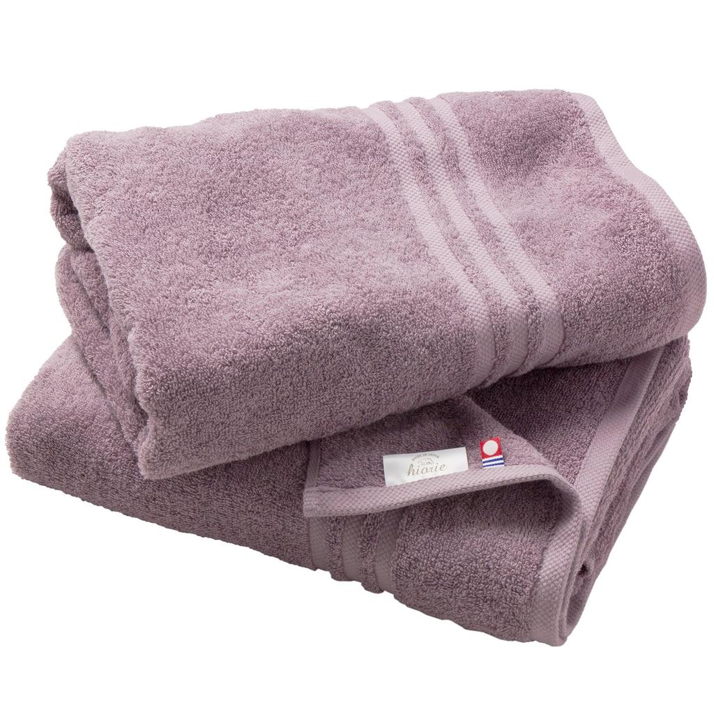 hiorie Imabari Certified Bath Set of Highly Solid Made in Imabari Brand HOTEL'S Towels, 2, Mauve, 100% Cotton, Absorbent, Durable, Color, Japan,