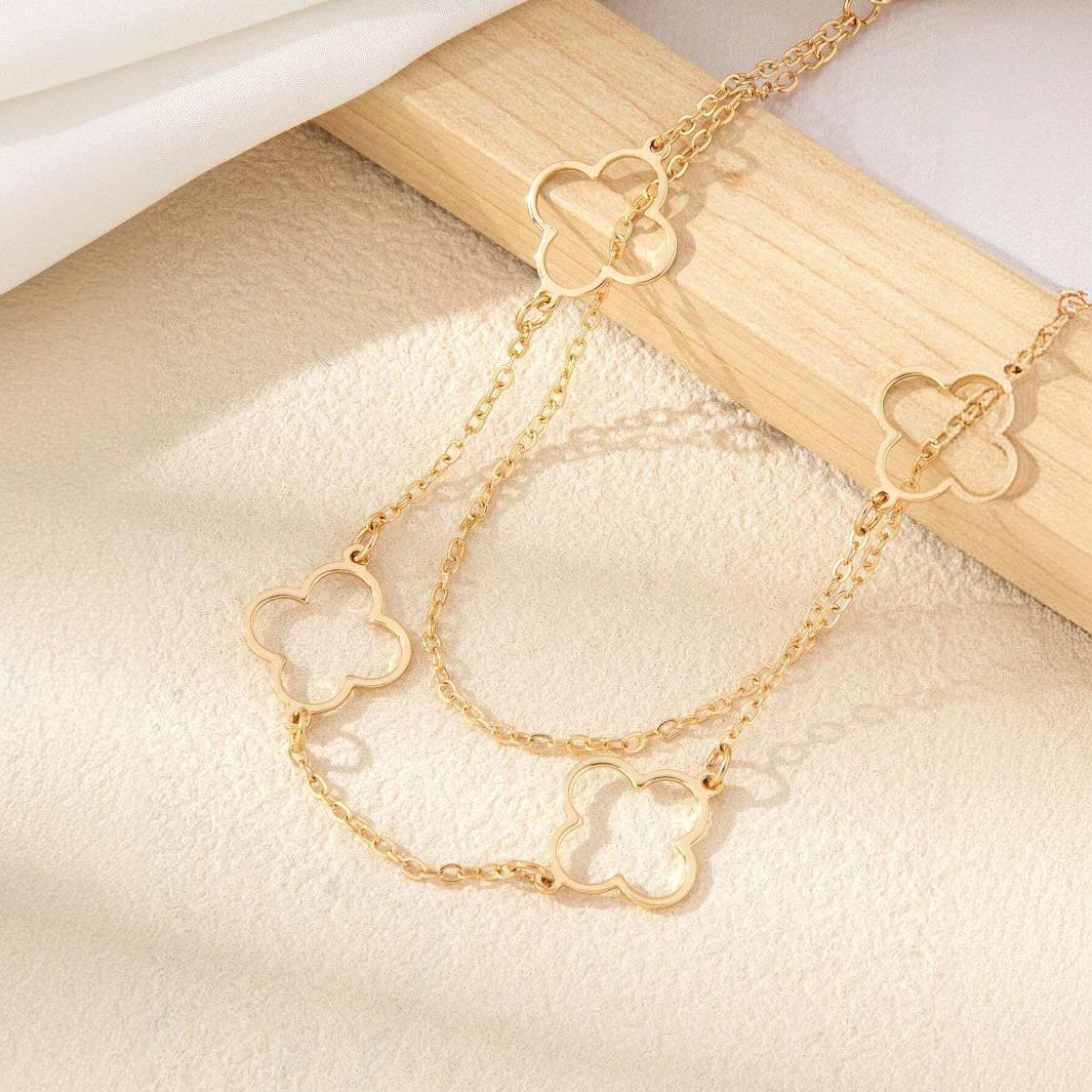 

Простая личность, полый четырехлистный клевер, высококачественная цепочка для ног, женская цепочка для ног, аксессуары для женщин золотой