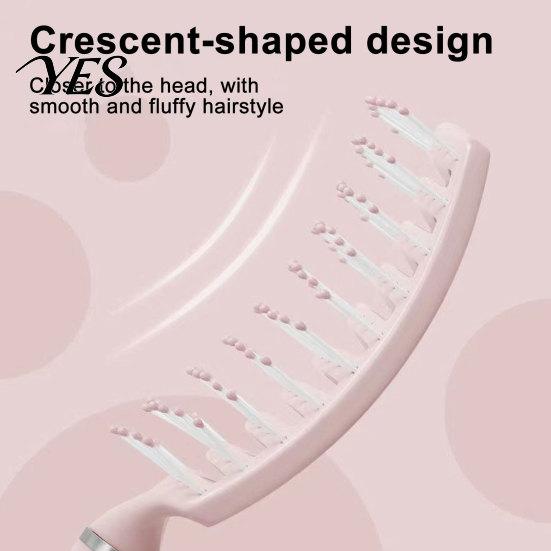 Hollow Hair Brush Curved Vented for Women, Detangling Paddle Long Scalp Massaging Thick Curly Wet Hair, Blow Fast Drying Detangler Styling Tool