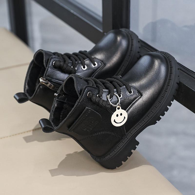Children's Winter Fashion with Plush Warm Martin Boots Casual Fashion Boots Mid Length Boots