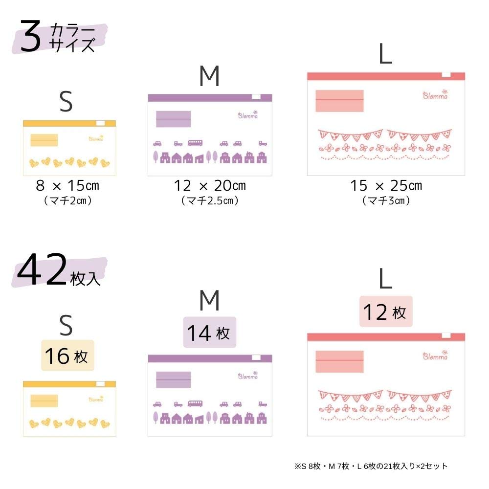 Schiebereißverschluss Typ A horizontal 42 Aufbewahrungsbeutel für Lebensmittel mit Bodenfalte Skandinavisches Muster Blomma (3 Arten, Stück)