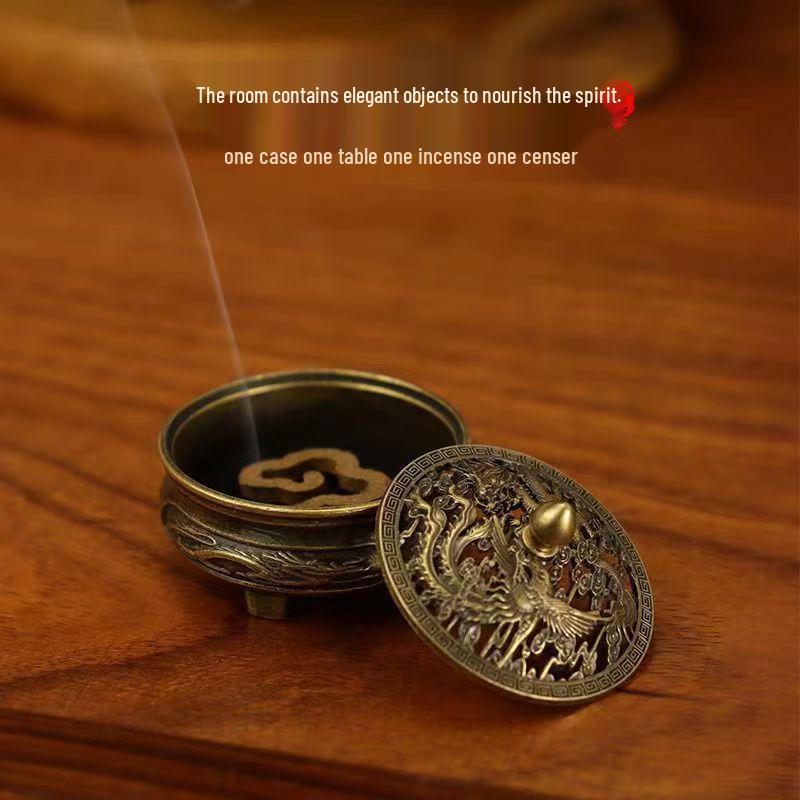 Mini Dragon & Phoenix Incense Burner - Auspicious Clouds Design for Home Indoor Use Mini Dragon and Phoenix Stove