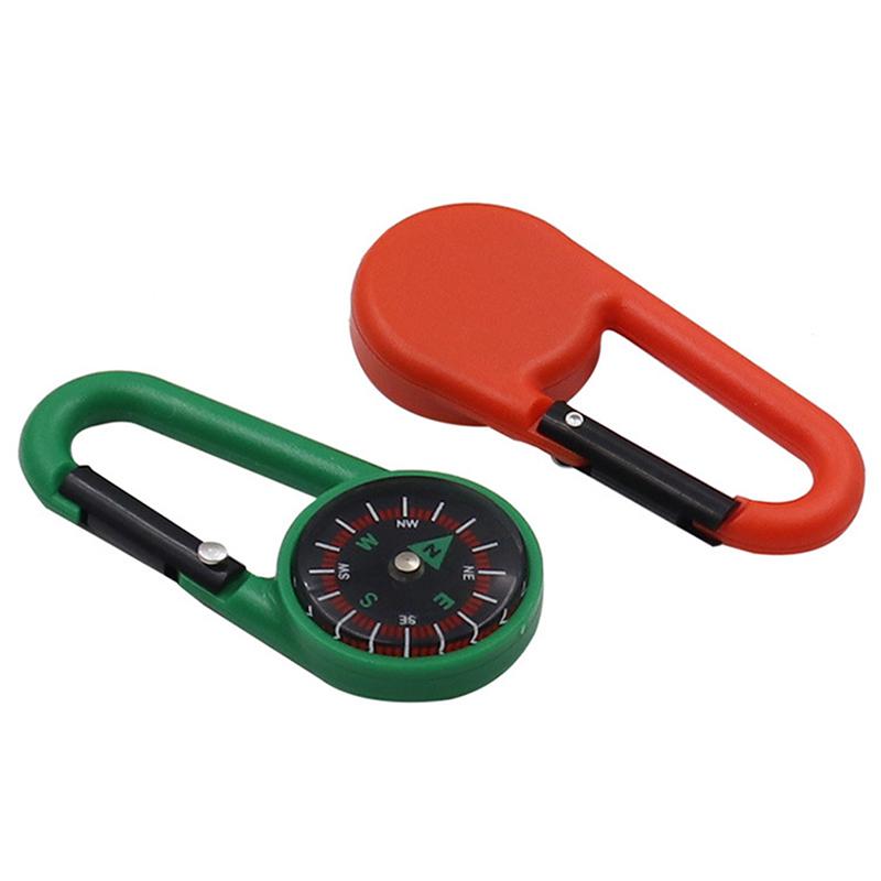 Multi-Functional Outdoor Keychain Mini Compass Mountaineering Key Ring Snap Hook Camping Hiking Tool Hiking Goods