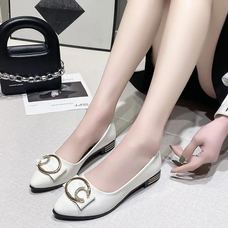 Fashion Chunky Heels Women's Shoes Office Block Heel Low Elegant Square Toe Ladies Pumps Wholesale Popular Chic Point Footwear Lastest