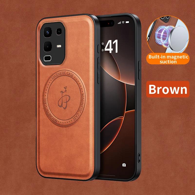 EUCAGR Luxury PU Leather MagSafe Magnetic Wireless Charging Phone Case For Infinix Note 50 Pro+ 50S 50X Protective Back Cover