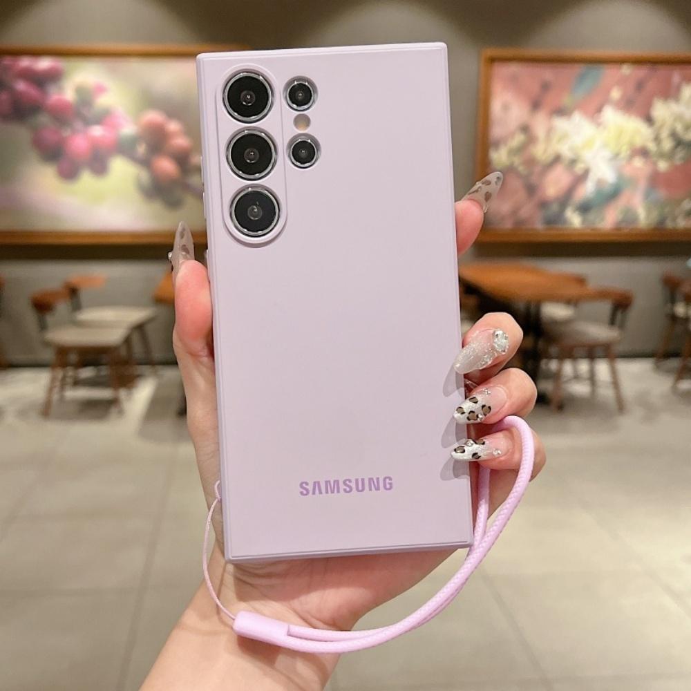 Cinturino da Polso Custodia Morbida in Silicone Per Samsung S26 Ultra S24 S25 S23 Ultra Plus S25 FE Custodia Protezione Lente Copertura Ispessita
