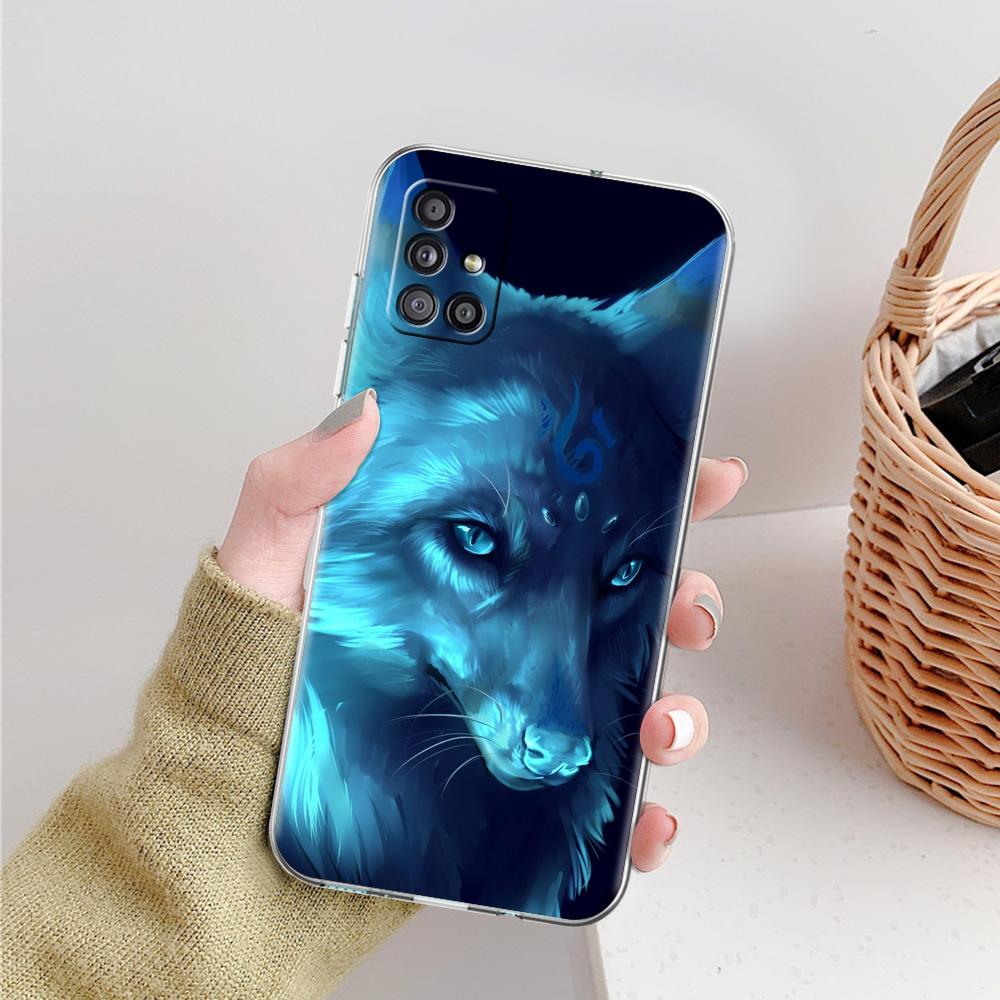 Cute cartoon animal fox Phone Case For Samsung Galaxy A51 A71 A21S A12 A11 A31 A41 A52 A32 5G A72 A01 A50 A70 Soft Clear Cover