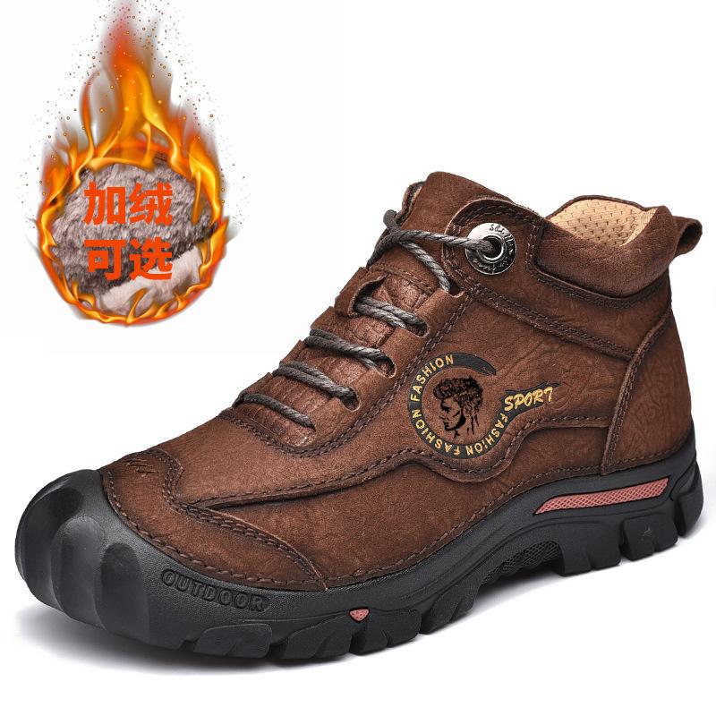 Outdoor Men's Boots Genuine Leather Casual Shoes Climbing Hiking Shoes Warm Winter Boots for Men Shoes Platform Snow Boot