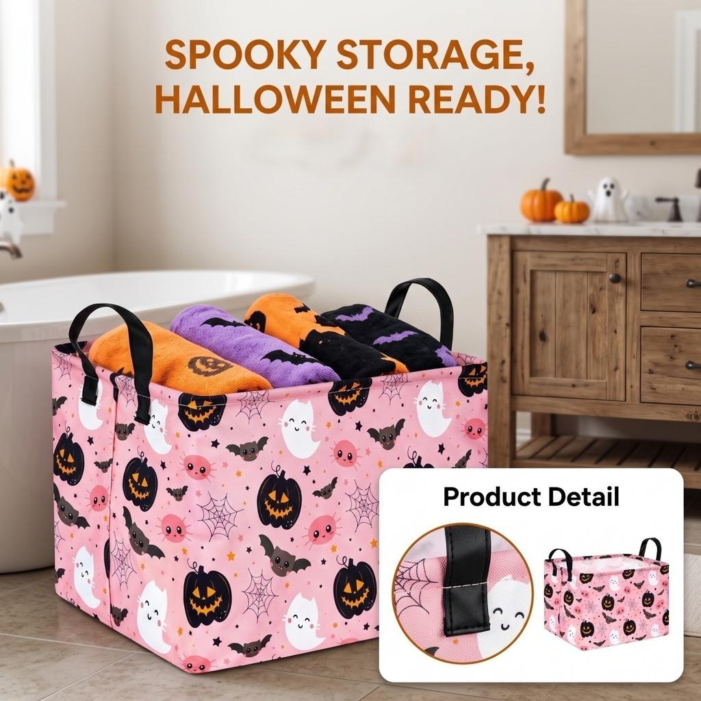 Halloween Hamper, Foldable Clothes Basket for Bathroom and Bedroom Storage