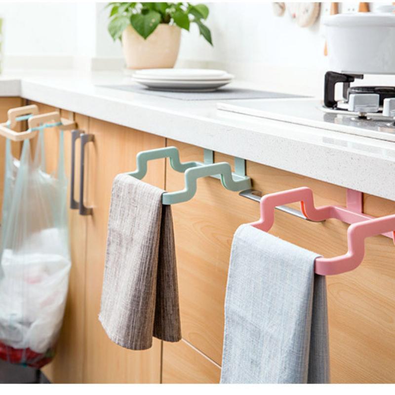 Kitchen Hanging Hook Cabinet Trash Rack Door Back Bin Bag Storage Rack Plastic Bag Holder Garbage Bag support