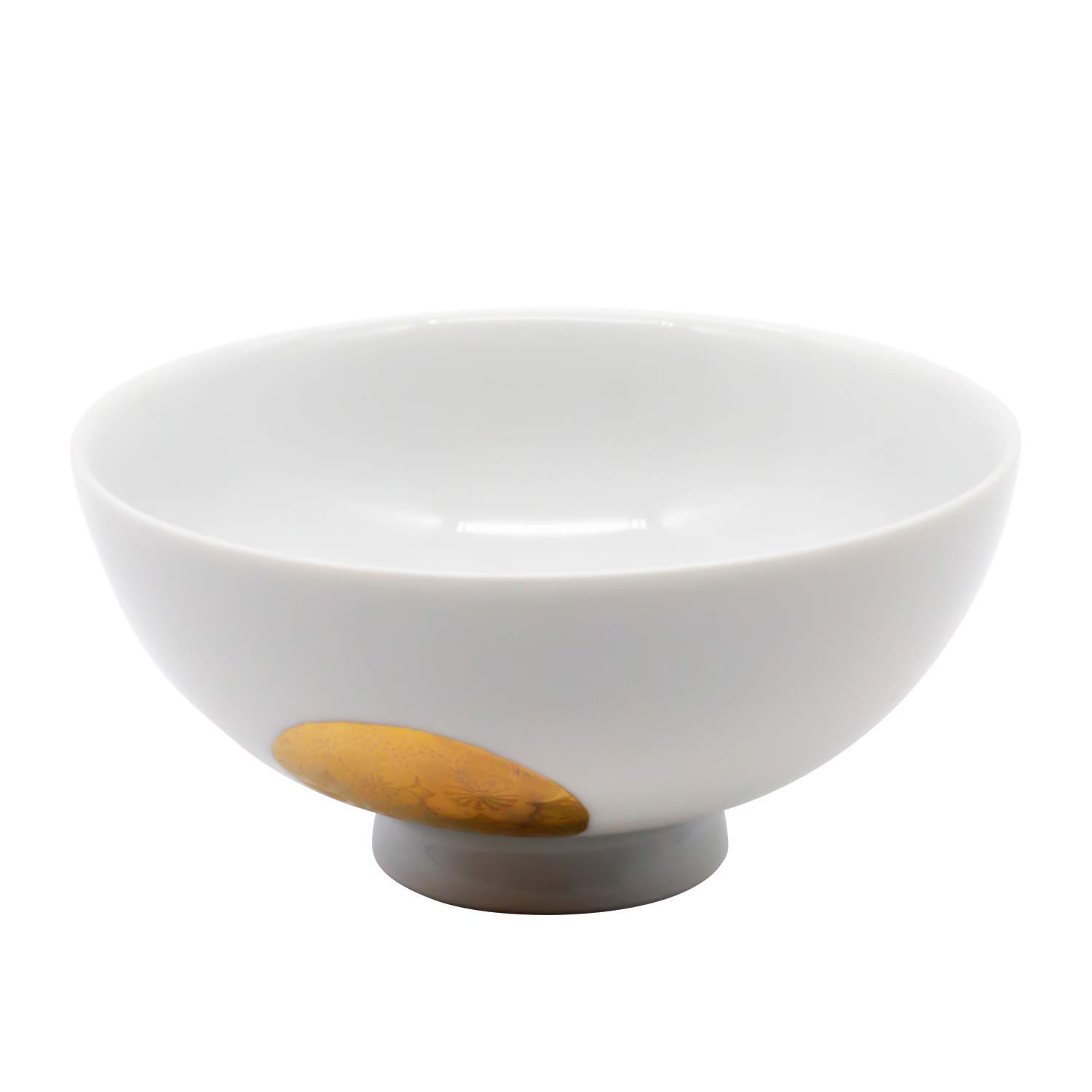 

24to3 Nishitomi Ceramics Hasami Ware Rice Bowl/Rice Bowl, Approx. 11cm, Gold-Painted Round Plum Blossom Design, Made in Japan, 477796, White