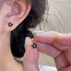S925 Silver Black Flower Women's Earrings - High-End Niche Design, 2024 New Exquisite Small Earrings