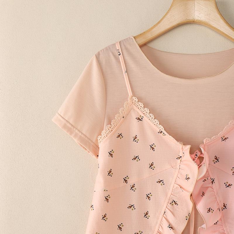 ZANZEA Women Casual Print Patchwork Summer Short Sleeve Blouse