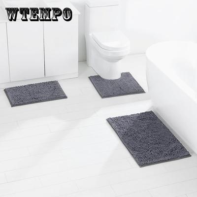 Super měkký žinylkový toaletní kobereček, protiskluzový absorbující vodu 3 ks/sada do koupelny Příslušenství do umýváren Podlahové předložky Koberce