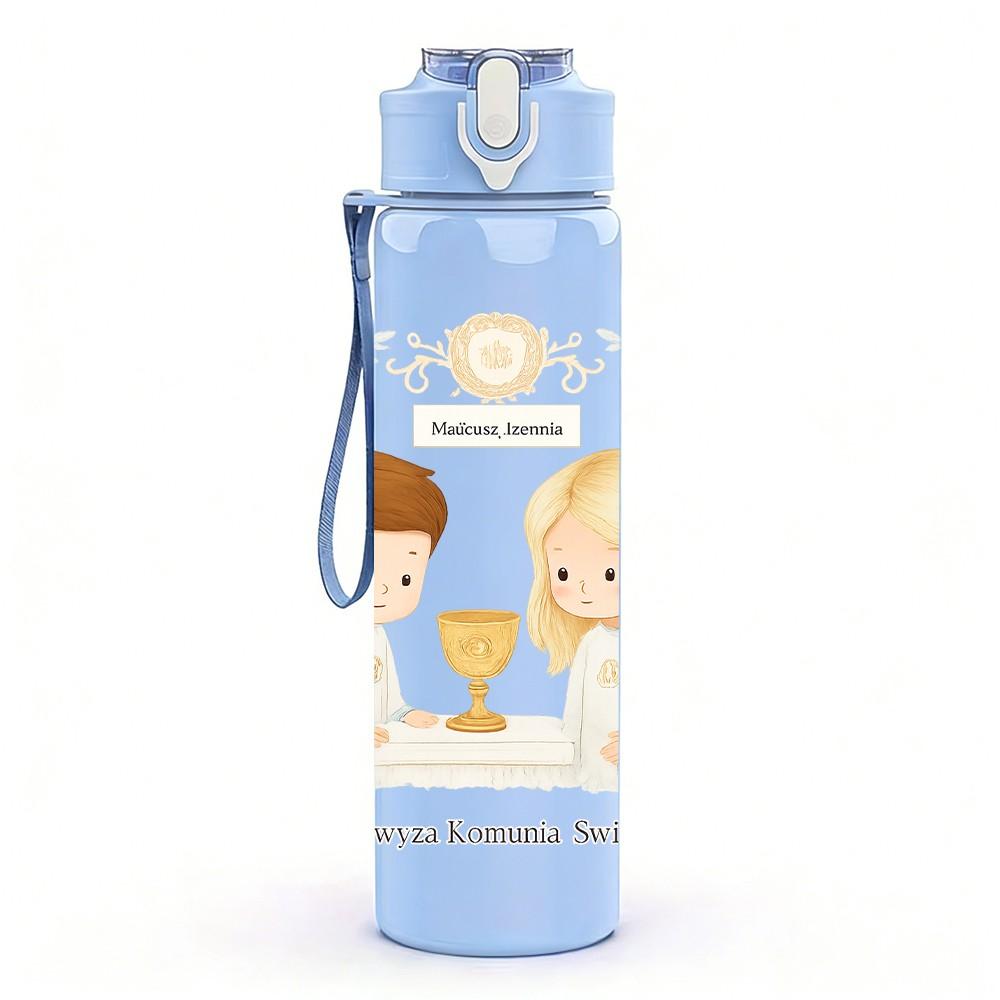 1PC Two Kids Communion Ceremony Line 750ml Color Plastic Sports Water Bottle Leakproof Flip Straw Lid Suitable for Sports Office Home Use