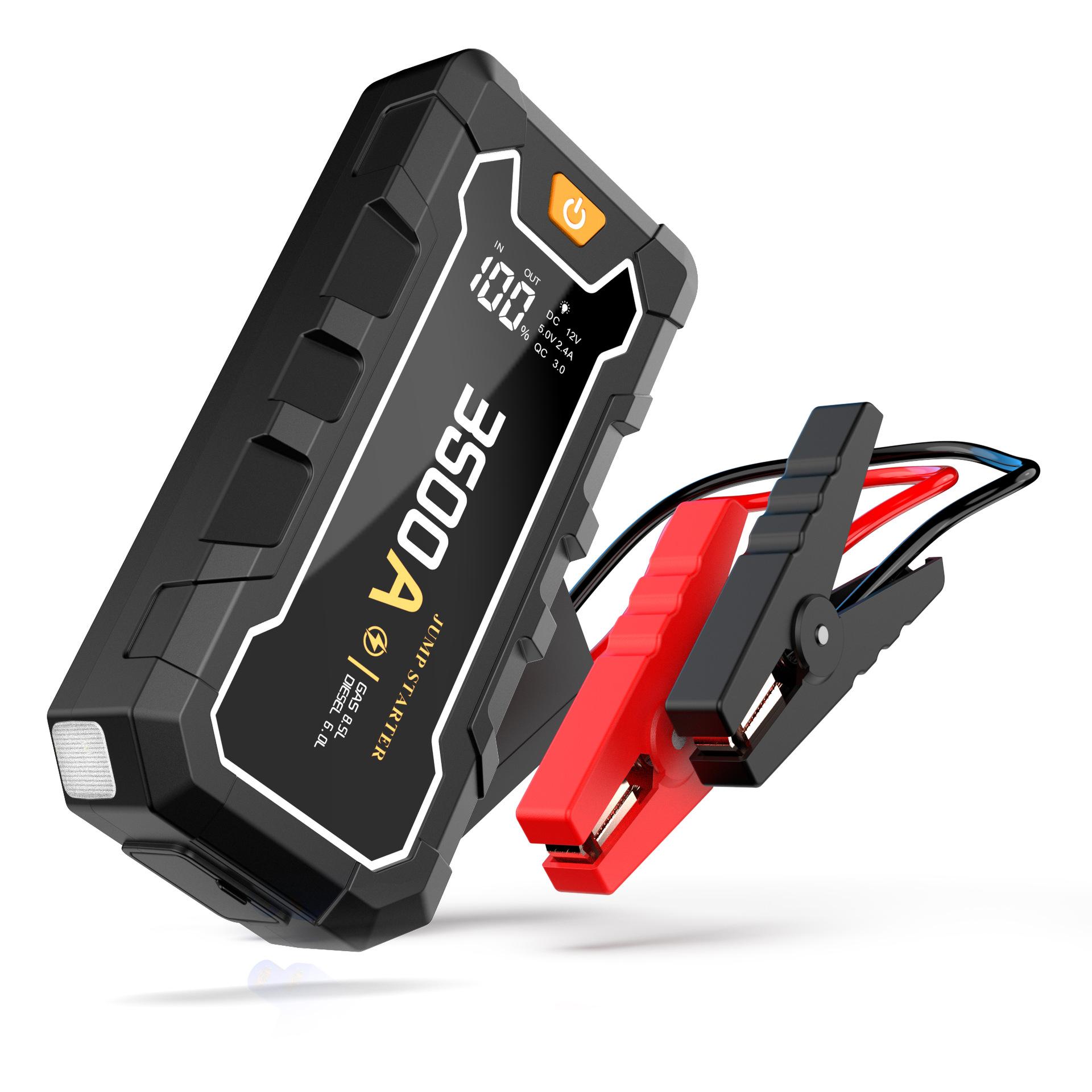 16000mAh Car Jump Starter 12V Booster for Gas&Diesel Car Portable Battery Starter Power Supply Wireless Charging Lighting Grey 10000mAh