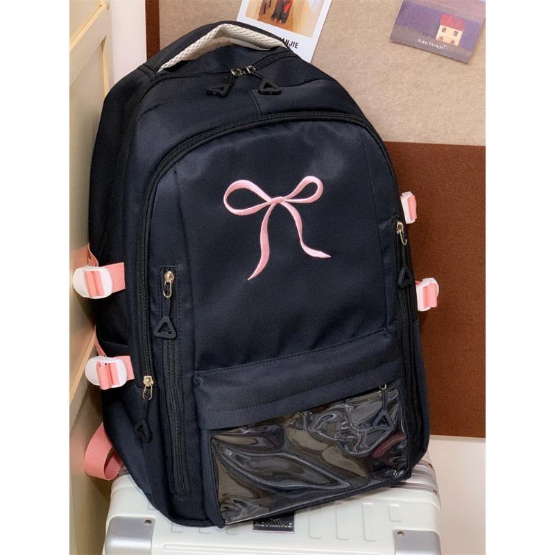 Wind High Value Versatile Girl Small Schoolbag Large Capacity Small Junior High School Student Embroidered Bow Backpack
