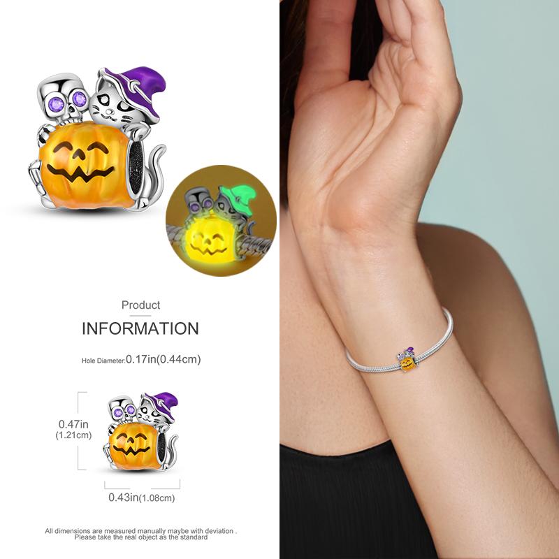 copper Charm Bead Charms Bead Charms Halloween Pumpkin Skull Collection Dangle Compatible With Authentic Bracelets Necklaces Women Do It Yourself Jewe