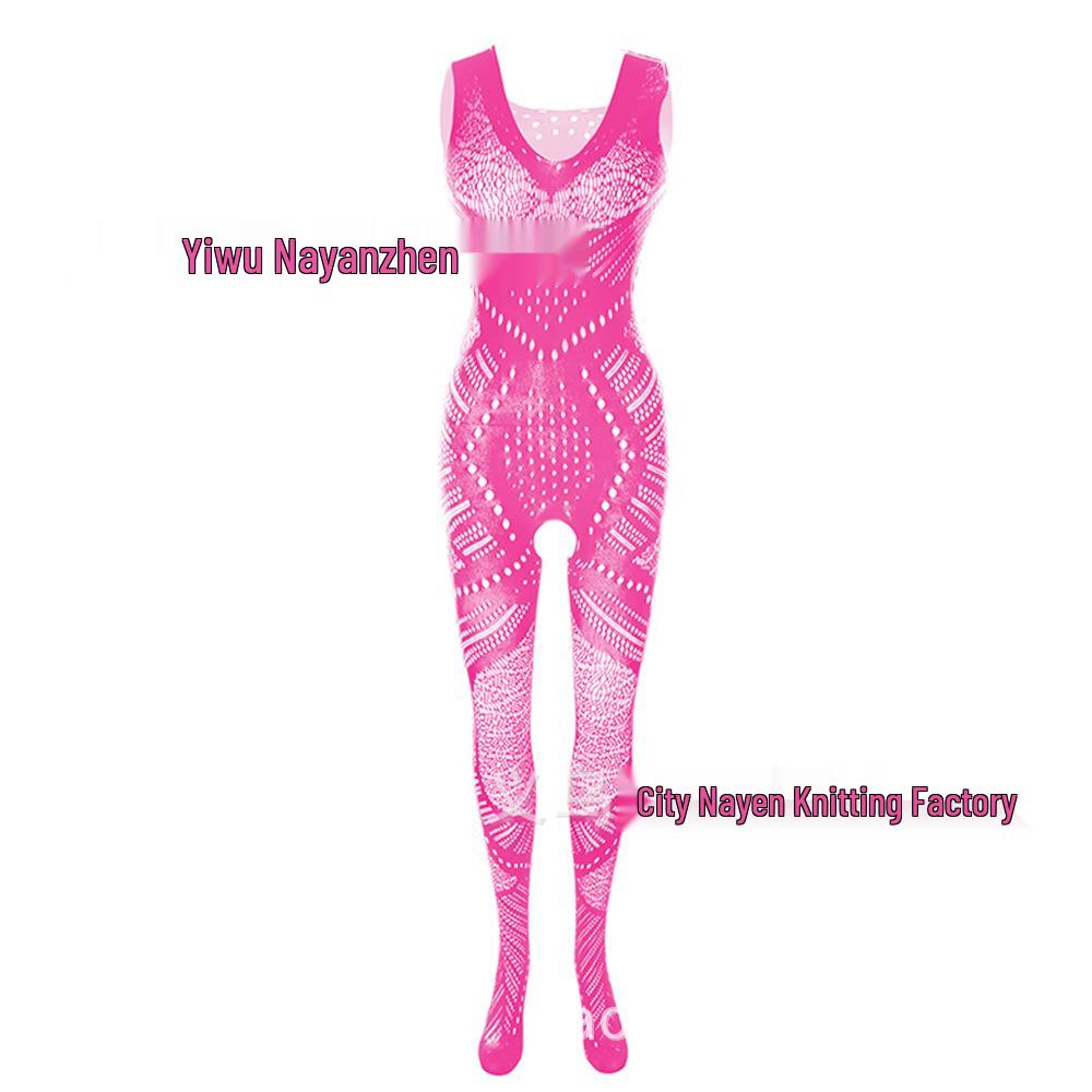 Jacquard Tie-Up Open Crotch Bodystocking Lingerie