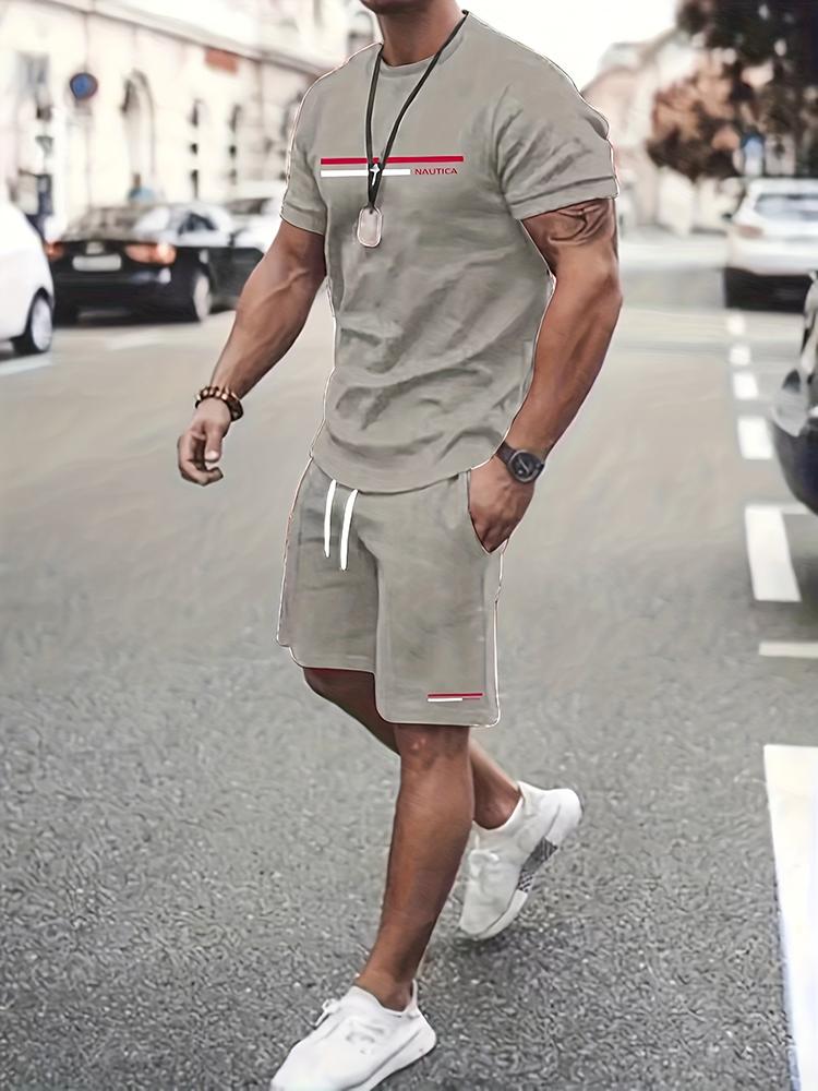 Moda Casual da Uomo Larghi Comodi Maniche Corte Tendenza Esterna Pantaloncini Sportivi Novità a Strisce Stampa 3D