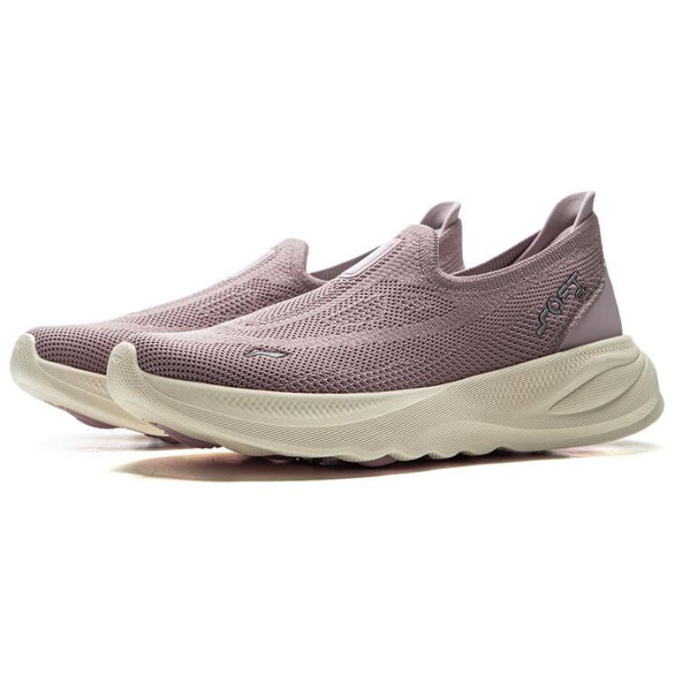 New LiNing SOFT GO 2 Cushioned Anti-Slip Wear-Resistant Rebound Lightweight Low-Top Casual Shoes Women's Dove Gray Purple AGLV018-3