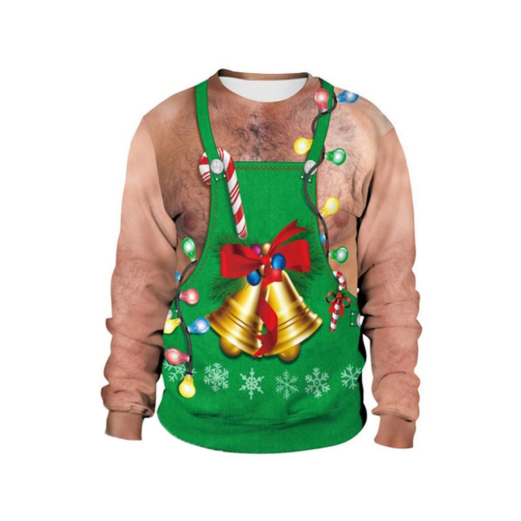 Women And Men Funny Christmas Print Tops Fashion Warm Long-sleeved Sweatshirt Casual Pullover Blouse