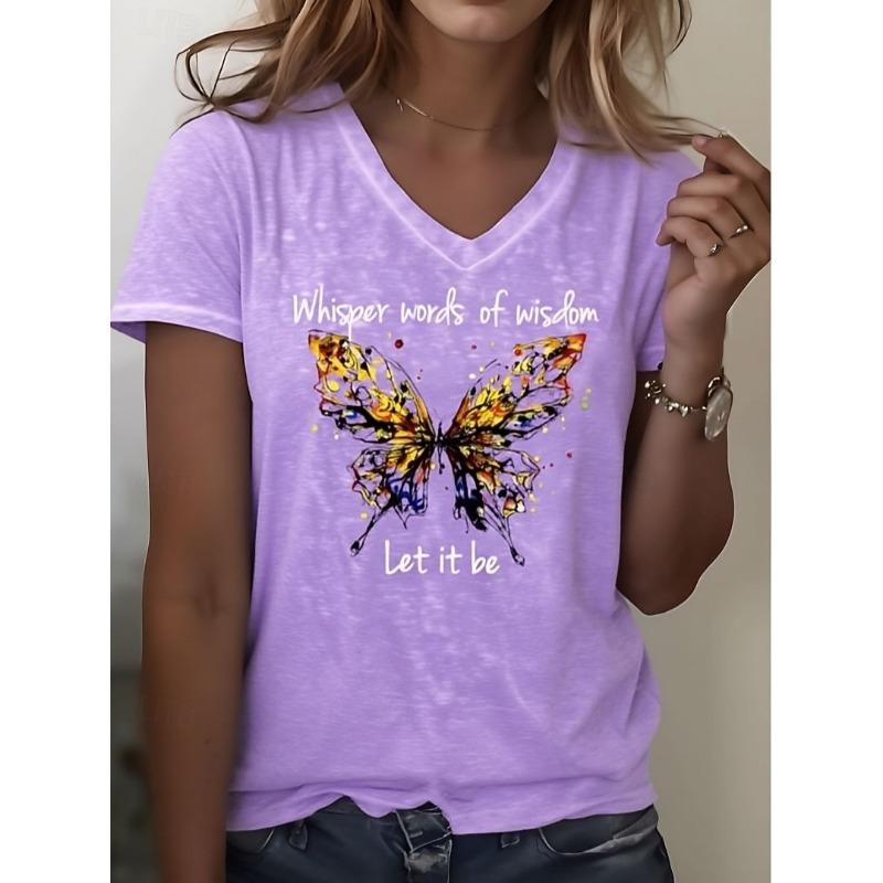 Women's T Shirt Print Graphic Plants Abstract Stylish Classic Casual Short Sleeve V Neck Regular Tops
