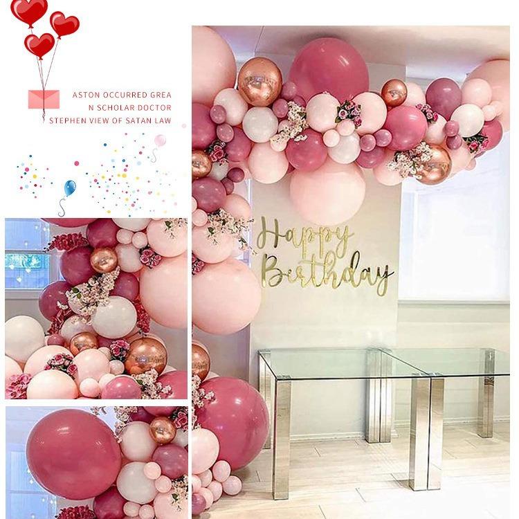 Macaron Pink Balloon Combination Set Girl Birthday Balloon Scene Arrangement Marriage Proposal Scene Arrangement