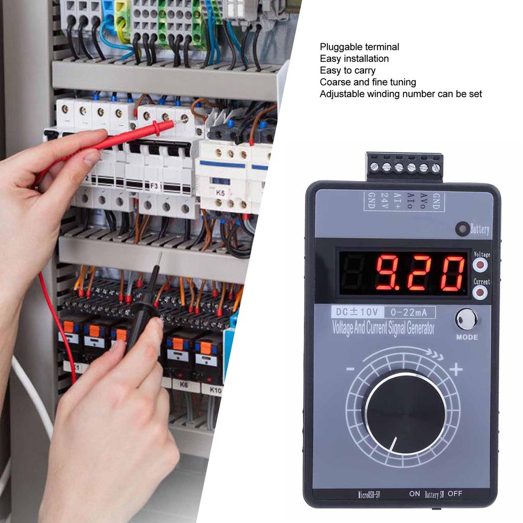 Current Voltage Signal Generator DC 0‑10V 0/0‑22mA Interface Analog Simulator 4 Digit Display for PLC Panel Debugging