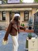 Women's 2025 Spring Shearling Suede Short Motorcycle Jacket - Slimming Korean Style