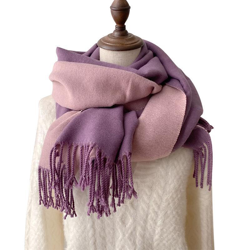 Weicher doppelseitiger Kaschmir-Imitat-Schal und Stola für Damen, Koreanischer Stil, schlicht, verdickt, Herbst- und Winterschal