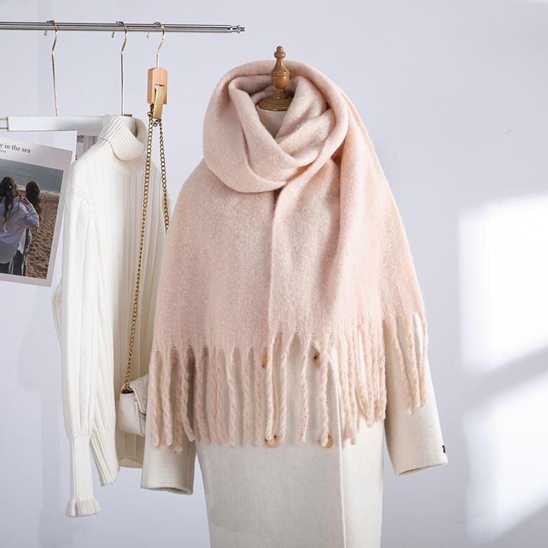 Korean version of imitation cashmere plaid scarf women's autumn and winter thickened warm scarf student versatile scarf live broadcast explosion