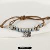 Retro ceramic flower woven bracelet niche literary hand rope small fresh bell bracelet female