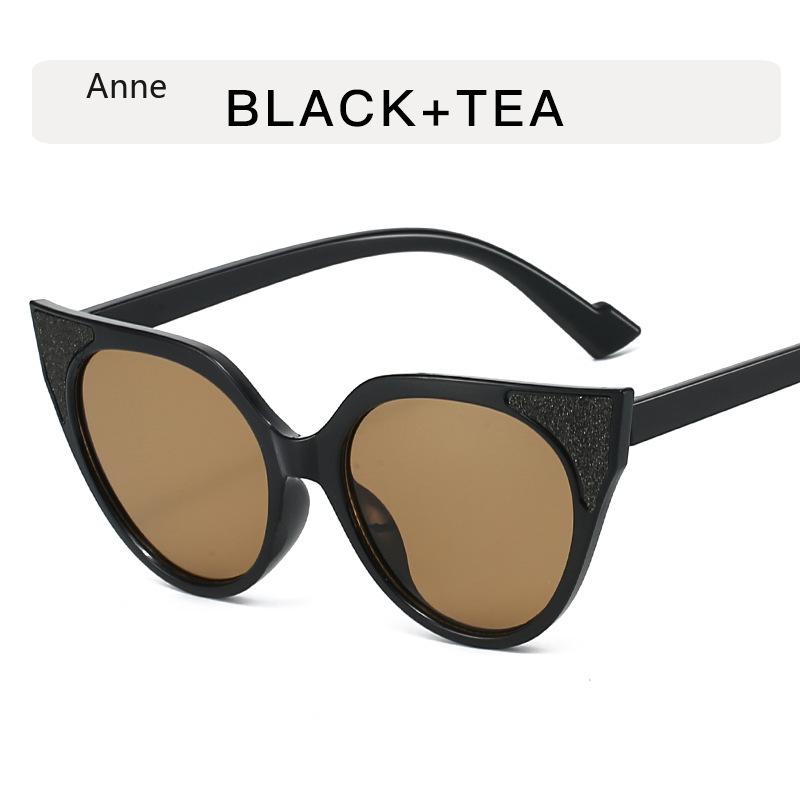 Cat Eye Sunglasses Women  Retro Design Elegant Ladies Half Frame Fashion Italy Sunglasses Female Vintage Eyewear Big