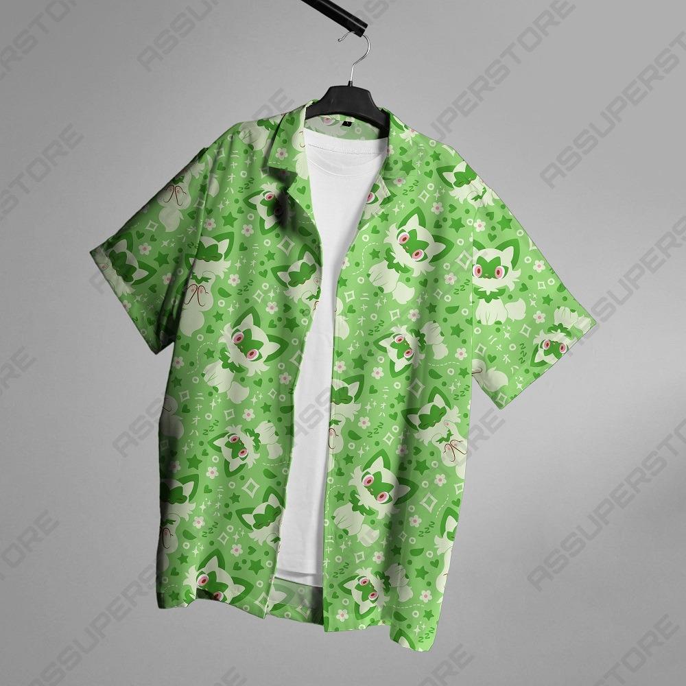Summer Cute Cartoon Shirts For Men Fashion Harajuku Street Casual Trend Turn-down Collar Men's Lapel Short-sleeved Tops