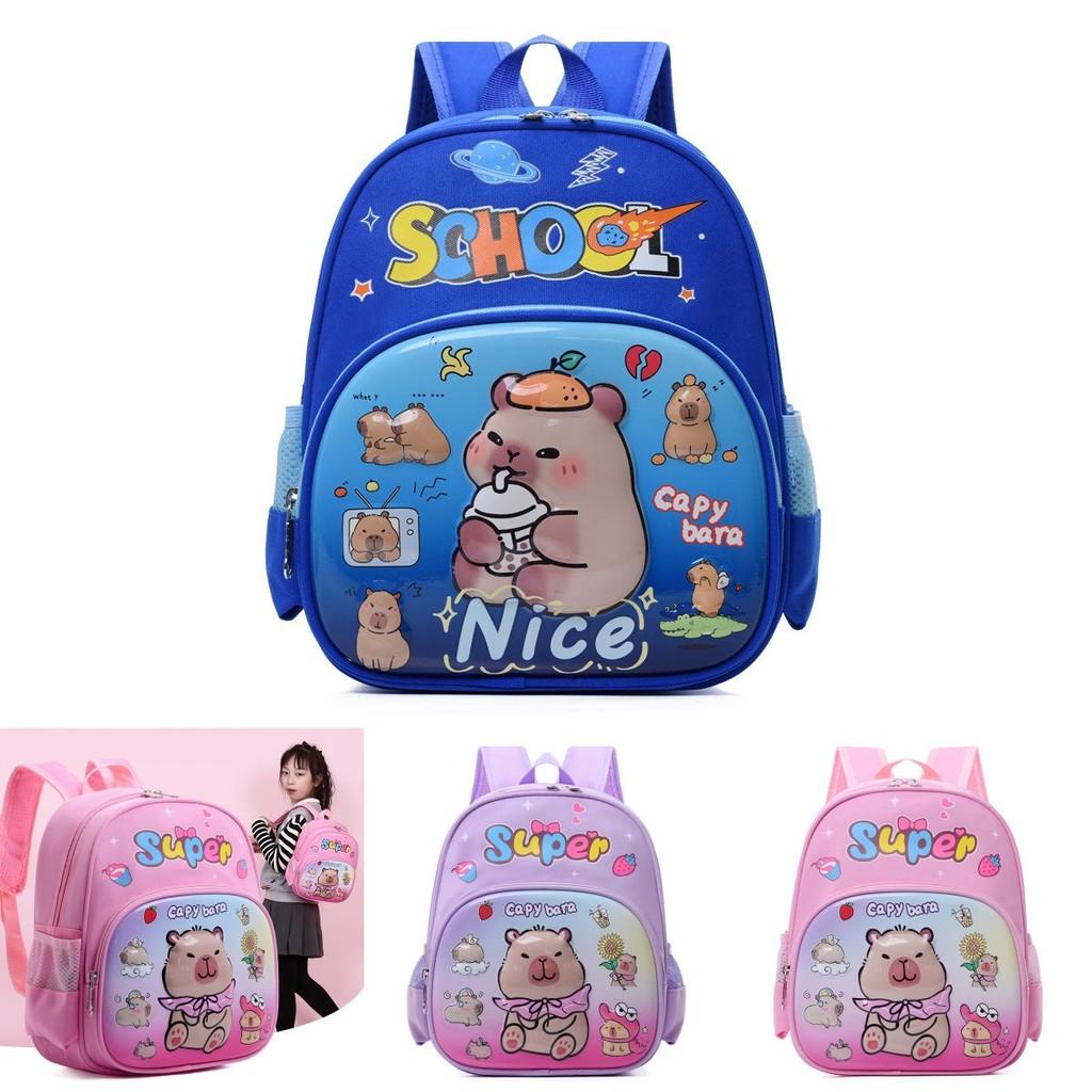 Kid-friendly Animated Backpack In Pink Purple Green And Blue For School Use