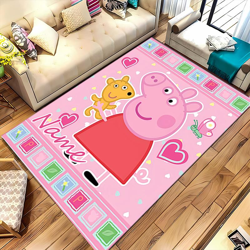Custom personalization Peppa Pig Area Rug - Perfect For Kitchen, Bathroom,Laundry Room Decor Large Size Available,Gift All Seasons