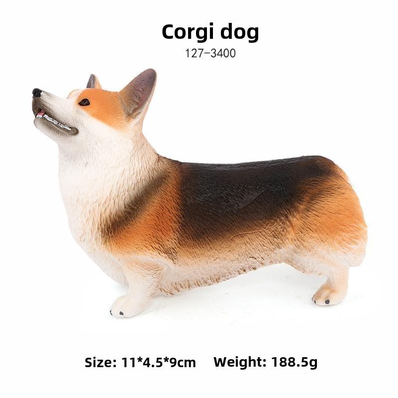 Cute Miniature Animal Model of Solid Welsh Corgi Dog with Short Legs, Lifelike Corgi Figurine for Home Decoration