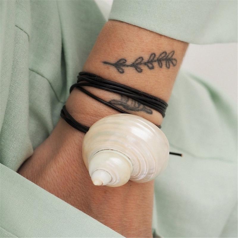 Adjustable Shell Necklace 120cm PU Leather Cord Clavicle Chain Coastal Style Accessory Stylish Neckchain Accessories