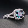 Iridescent Square Gemstone Women's Single Ring
