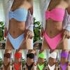Damen Sexy Bandeau Wellenstoff Zweiteiliger Bikini Badeanzug