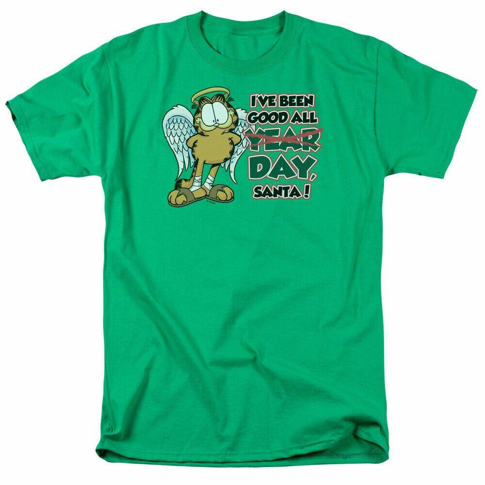 26 Garfield Ive Been Good T Shirt Mens Licensed Christmas Comics Tee Kelly Green Unisex T-Shirt XL